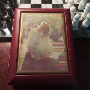 2001 The Master Peace Collection Wood Tiled Gethsemane Prayer Answer Jewelry Box